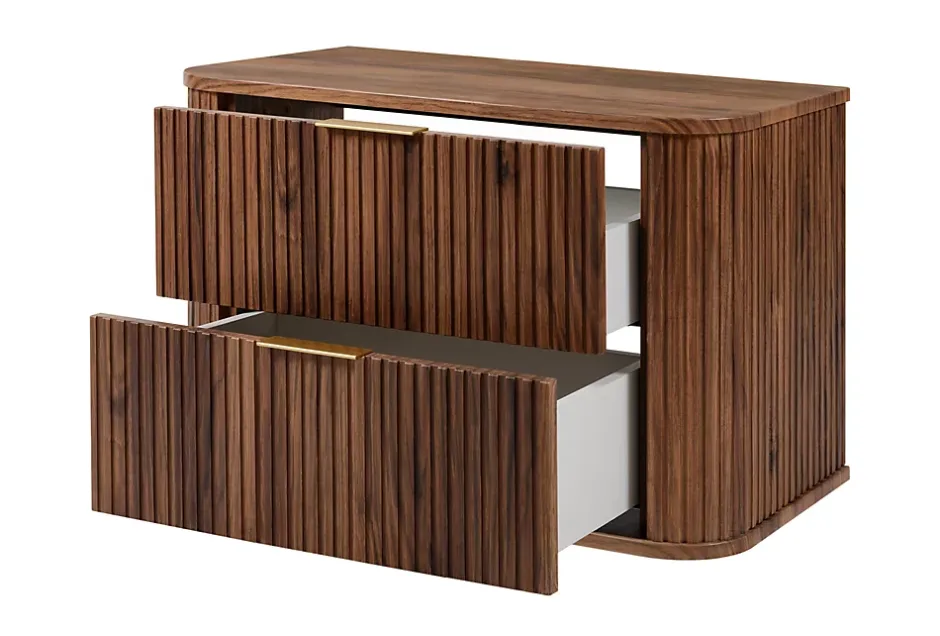 3xE Living Meuble vasque suspendu pour salle de bain, chêne noyer, 80,4 x 51,7 x 41,5 cm