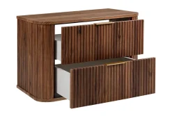 3xE Living Meuble vasque suspendu pour salle de bain, chêne noyer, 80,4 x 51,7 x 41,5 cm