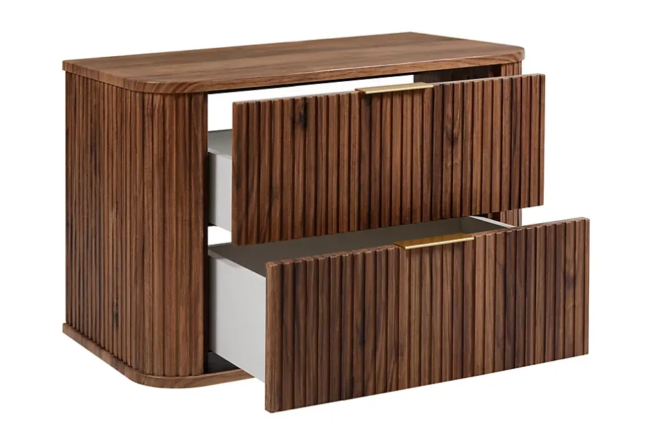 3xE Living Meuble vasque suspendu pour salle de bain, chêne noyer, 80,4 x 51,7 x 41,5 cm