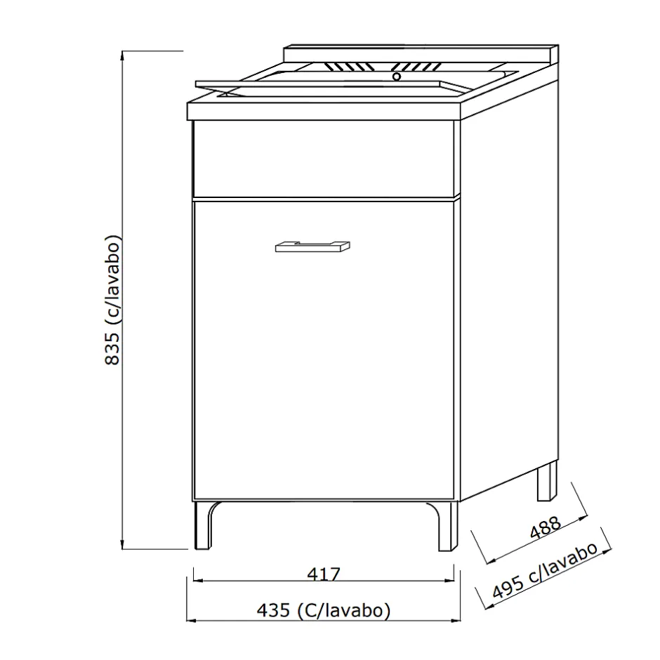 Kiamami Valentina Meuble Évier 45Cm Chêne Naturel Avec Bac Et Planche À Laver - Pratico* Armoire De Salle De Bains