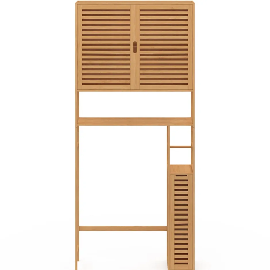 IDMarket Meuble WC 3 en 1 avec armoires de rangement bambou BEA