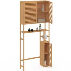 IDMarket Meuble WC 3 en 1 avec armoires de rangement bambou BEA