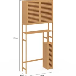 IDMarket Meuble WC 3 en 1 avec armoires de rangement bambou BEA