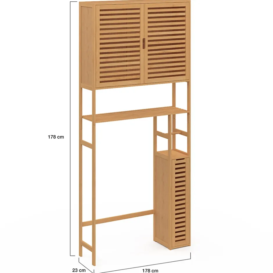 IDMarket Meuble WC 3 en 1 avec armoires de rangement bambou BEA