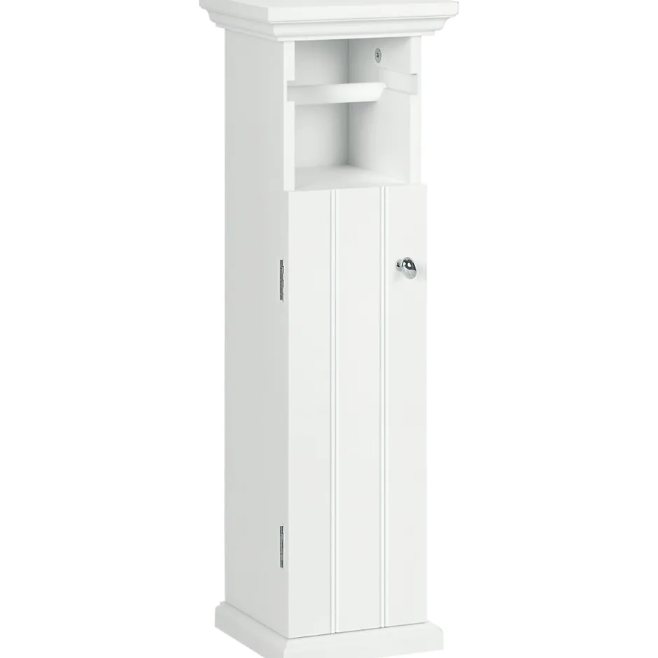 kleankin Meuble WC armoire toilette - porte, support papier - dim. 21L x 17l x 66H cm - blanc* Meuble Wc