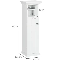 kleankin Meuble WC armoire toilette - porte, support papier - dim. 21L x 17l x 66H cm - blanc* Meuble Wc