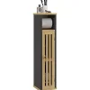 Homcom Meuble WC avec support papier toilette - porte, étagère - MDF noir bambou verni* Meuble Wc