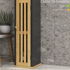 Homcom Meuble WC avec support papier toilette - porte, étagère - MDF noir bambou verni* Meuble Wc