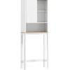 Homcom Meuble WC dessus de toilette style bohème - porte coulissante, étagère, niche - effet bois clair blanc