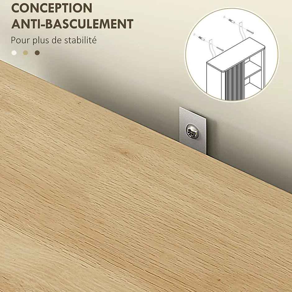 Homcom Meuble WC dessus de toilette style bohème - porte coulissante, étagère, niche - effet bois clair blanc