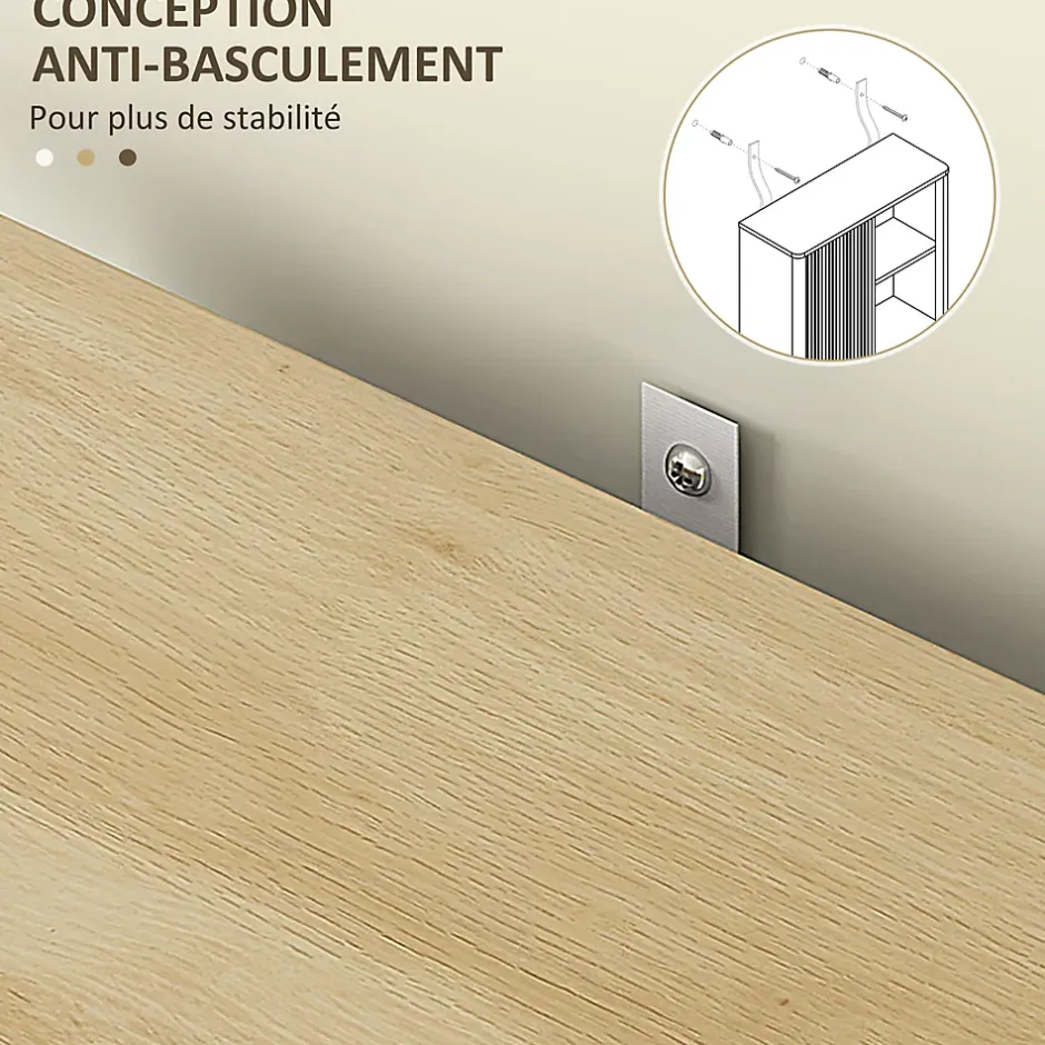Homcom Meuble WC dessus de toilette style bohème - porte coulissante, étagère, niche - effet bois clair* Meuble Wc