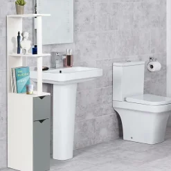 Facility'S Meuble WC effet bois avec 2 portes grises