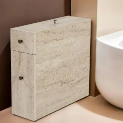 Pier Import Meuble WC effet travertin, 2 tiroirs 1 porte MARFA* Armoire De Salle De Bains