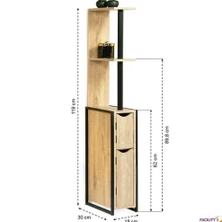 Facility'S Meuble WC en bois et métal - 18 x 30 x 119 cm - FACILITYS* Meuble Wc