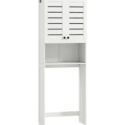 Homcom Meuble WC meuble dessus toilettes style classique chic 2 portes étagère niche blanc