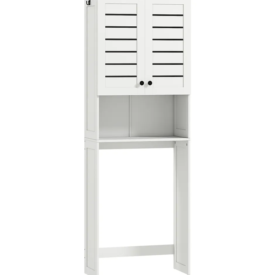 Homcom Meuble WC meuble dessus toilettes style classique chic 2 portes étagère niche blanc