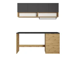 Vente-unique Meubles de buanderie pour machine à laver avec plan de travail - L182 cm - Anthracite et naturel clair - NATAJI* Meuble Buanderie