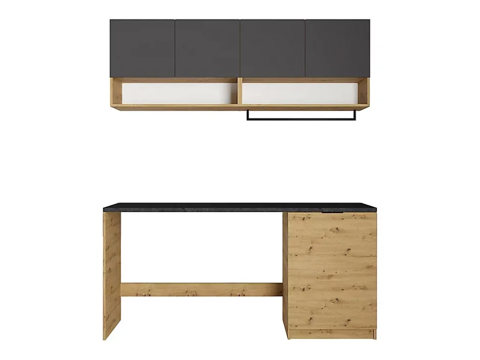 Vente-unique Meubles de buanderie pour machine à laver avec plan de travail - L182 cm - Anthracite et naturel clair - NATAJI* Meuble Buanderie