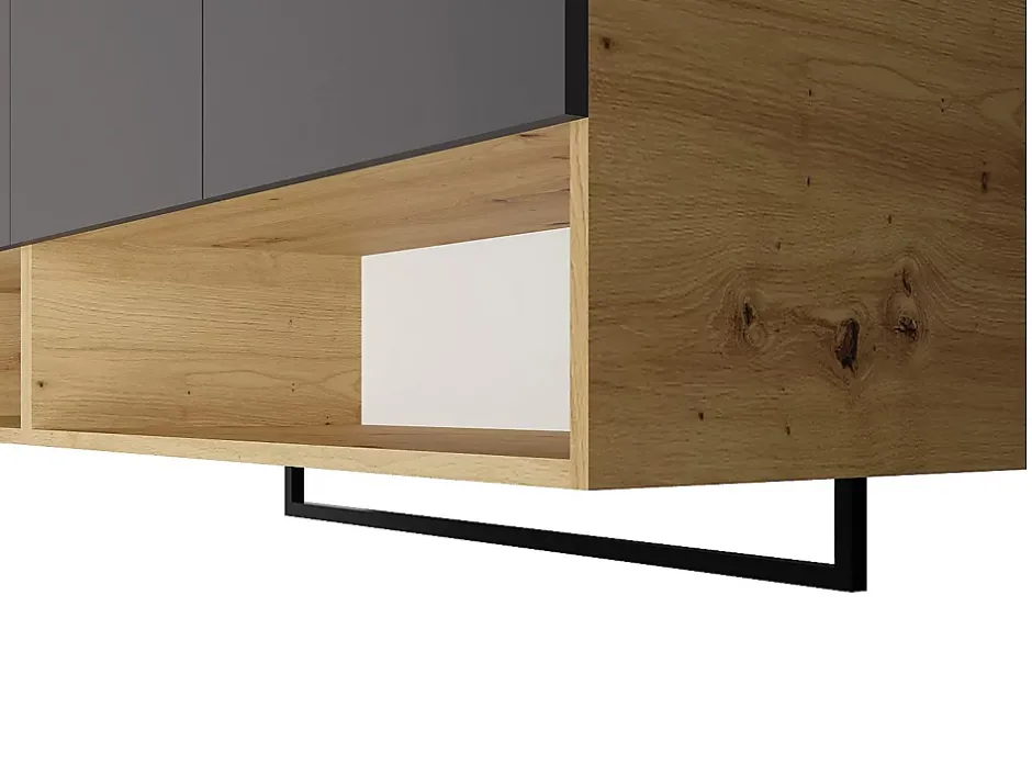 Vente-unique Meubles de buanderie pour machine à laver avec plan de travail - L182 cm - Anthracite et naturel clair - NATAJI* Meuble Buanderie