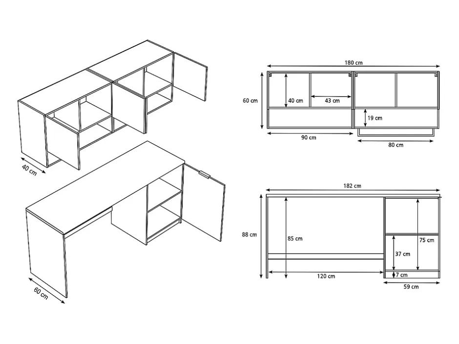 Vente-unique Meubles de buanderie pour machine à laver avec plan de travail - L182 cm - Anthracite et naturel clair - NATAJI* Meuble Buanderie