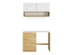 Vente-unique Meubles de buanderie pour machine à laver avec plan de travail - L122 cm - Blanc et naturel clair - NATAJI