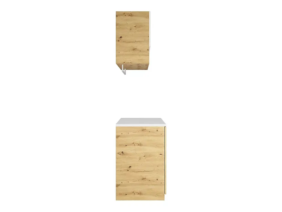 Vente-unique Meubles de buanderie pour machine à laver avec plan de travail - L122 cm - Blanc et naturel clair - NATAJI