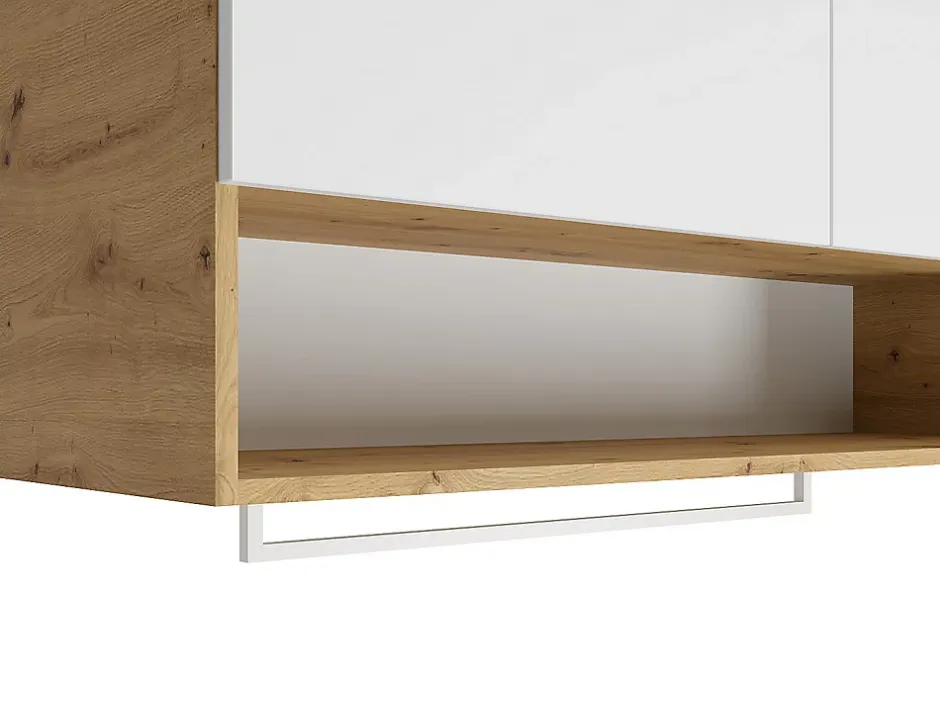 Vente-unique Meubles de buanderie pour machine à laver avec plan de travail - L122 cm - Blanc et naturel clair - NATAJI