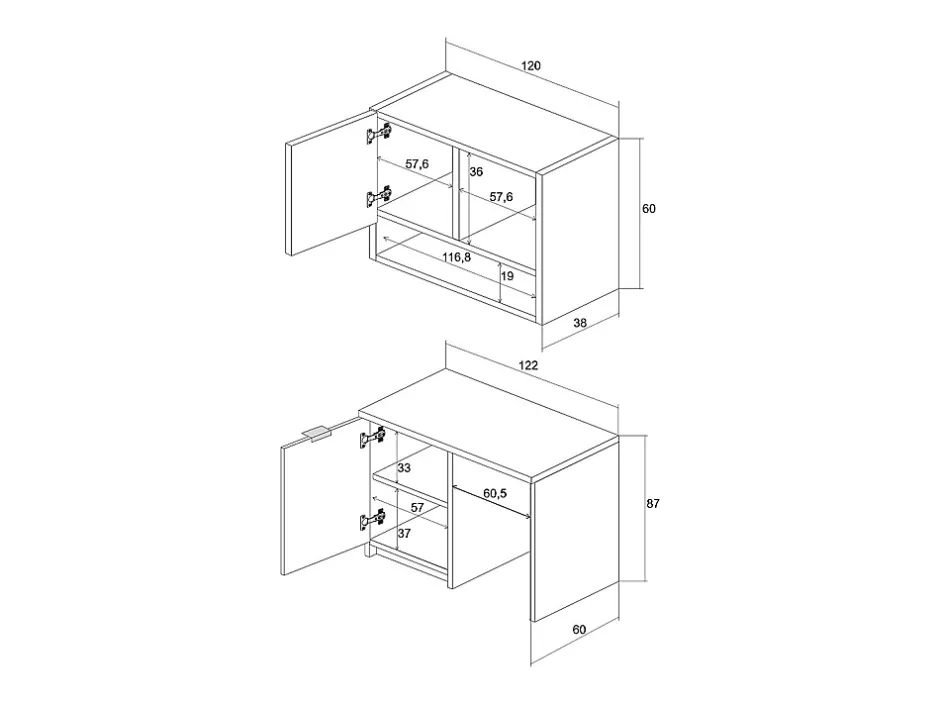 Vente-unique Meubles de buanderie pour machine à laver avec plan de travail - L122 cm - Blanc et naturel clair - NATAJI