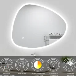 AICA Sanitaire Meubles double vasque 120cm vasque + miroir 3 couleurs lumineux Chêne Wotan* Ensemble Meuble De Salle De Bains