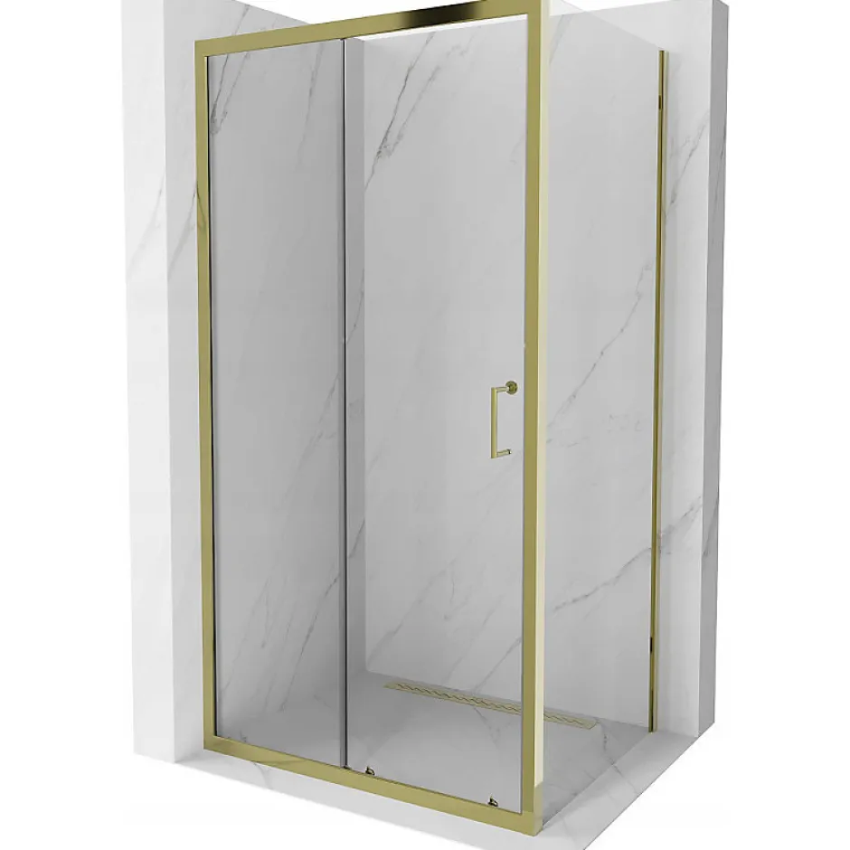 Mexen Apia cabine de douche coulissante 100 x 90 cm, transparent, or - 840-100-090-50-00