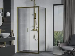 Mexen Apia cabine de douche coulissante 100 x 90 cm, transparent, or - 840-100-090-50-00