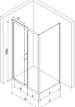Mexen Apia cabine de douche coulissante 100 x 90 cm, transparent, or - 840-100-090-50-00