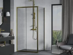 Mexen Apia cabine de douche coulissante 90 x 80 cm, transparent, or - 840-090-080-50-00* Paroi De Douche