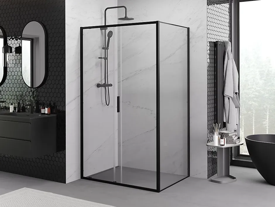 Mexen Exo cabine de douche coulissante 110 x 70 cm, transparent, noire - 8151-110-070-70-00