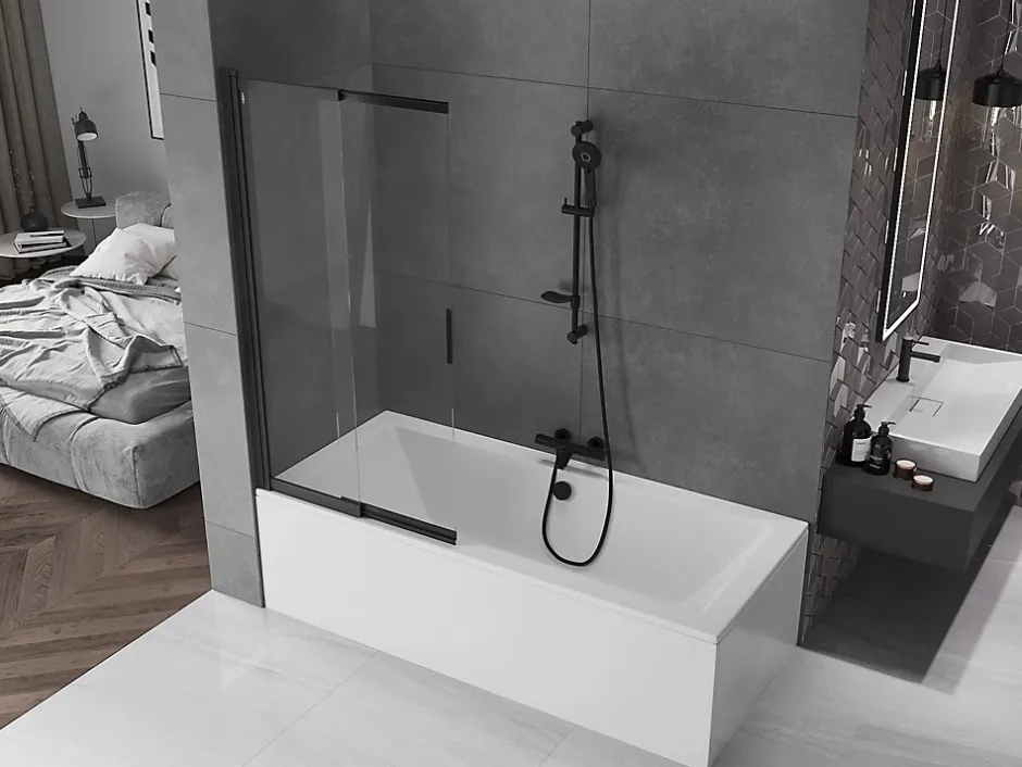 Mexen Fox paroi de douche 2 volets coulissante 85 x 150 cm, transparent, noir - 891-085-002-70-00* Paroi De Douche