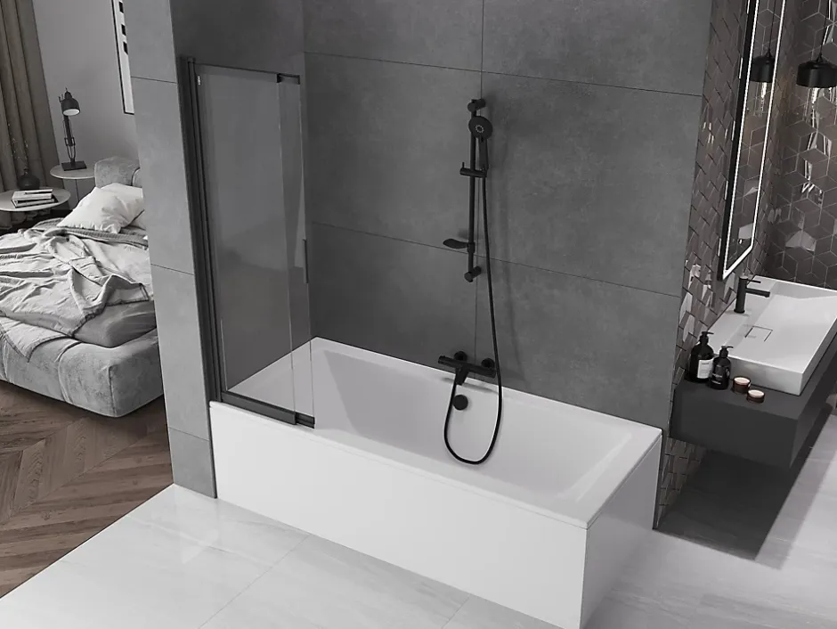 Mexen Fox paroi de douche 2 volets coulissante 85 x 150 cm, transparent, noir - 891-085-002-70-00* Paroi De Douche