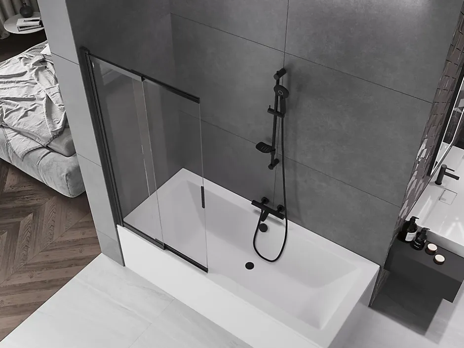 Mexen Fox paroi de douche 2 volets coulissante 85 x 150 cm, transparent, noir - 891-085-002-70-00* Paroi De Douche