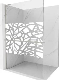 Mexen Kioto+ L paroi de douche avec étagère Walk-in 120 x 200 cm, motif blanc, nickel brossé - 800-120-123-97-85* Cabine De Douche