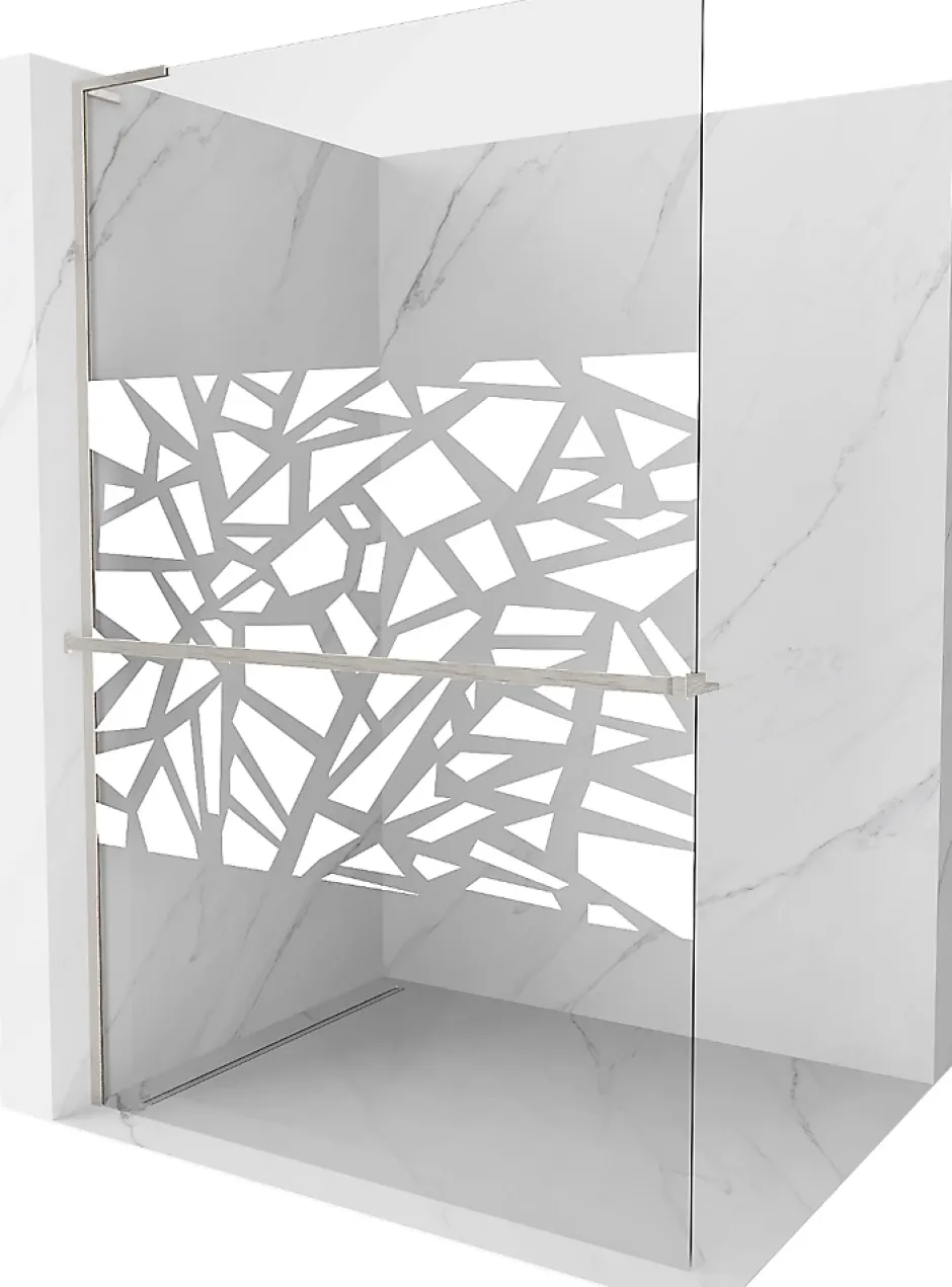 Mexen Kioto+ L paroi de douche avec étagère Walk-in 120 x 200 cm, motif blanc, nickel brossé - 800-120-123-97-85* Cabine De Douche