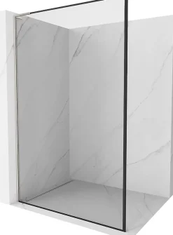 Mexen Kioto L paroi de douche Walk-in 50 x 200 cm, cadre noir, nickel brossé - 800-050-103-97-70