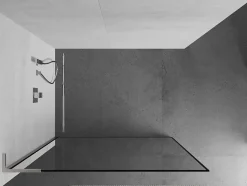 Mexen Kioto L paroi de douche Walk-in 50 x 200 cm, cadre noir, nickel brossé - 800-050-103-97-70