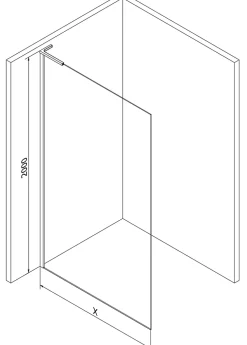 Mexen Kioto L paroi de douche Walk-in 50 x 200 cm, cadre noir, nickel brossé - 800-050-103-97-70
