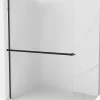 Mexen Kioto+ L paroi de douche avec étagère Walk-in 120 x 200 cm, givré, noir - 800-120-123-70-30