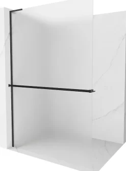 Mexen Kioto+ L paroi de douche avec étagère Walk-in 120 x 200 cm, givré, noir - 800-120-123-70-30