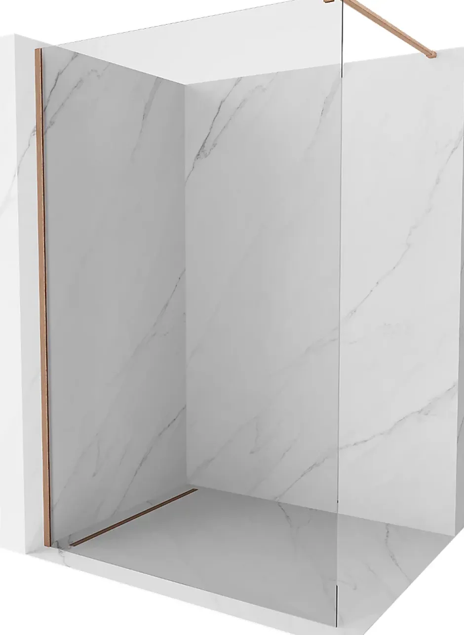 Mexen Kioto paroi de douche Walk-in 120 x 200 cm, transparent 8 mm, cuivre brossé - 800-120-101-65-00