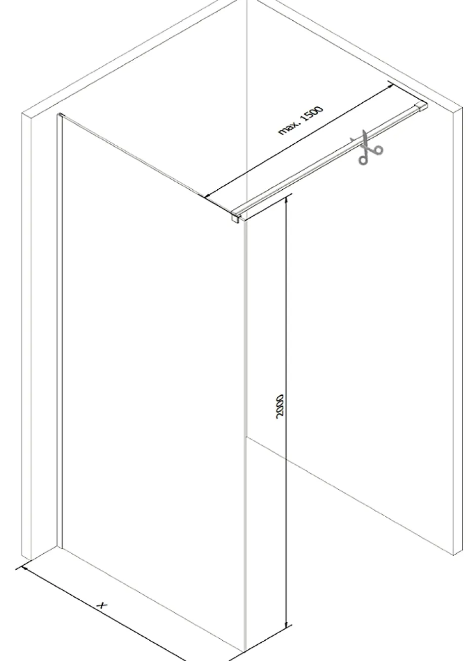 Mexen Kioto paroi de douche Walk-in 150 x 200 cm, transparent 8 mm, chrome - 800-150-101-01-00