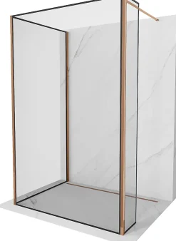 Mexen Kioto paroi de douche Walk-in 120 x 110 x 30 cm, cadre noir, or rose - 800-120-110-221-60-70-030