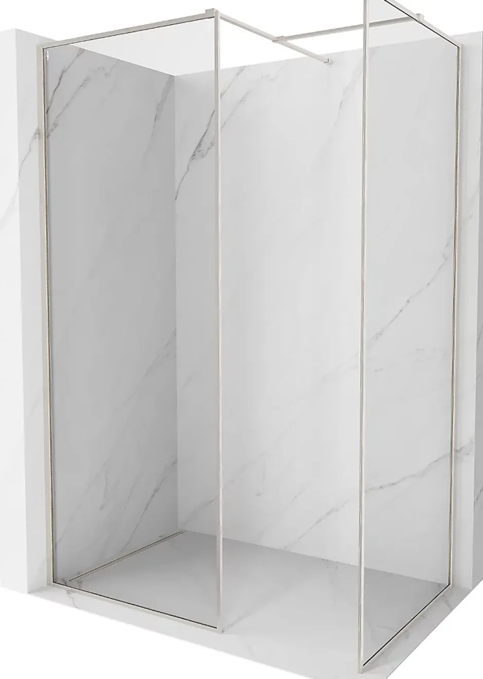 Mexen Kioto-F paroi de douche Walk-in avec cadre 80 x 75 cm, transparent 8 mm, nickel brossé - 800-080-202-04-97-075