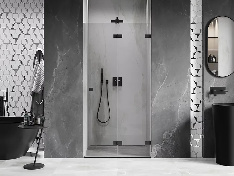 Mexen Lunar-F porte de douche pliante droite 65 cm, transparentes, noires - 836-065-000-70-00-P* Porte De Douche