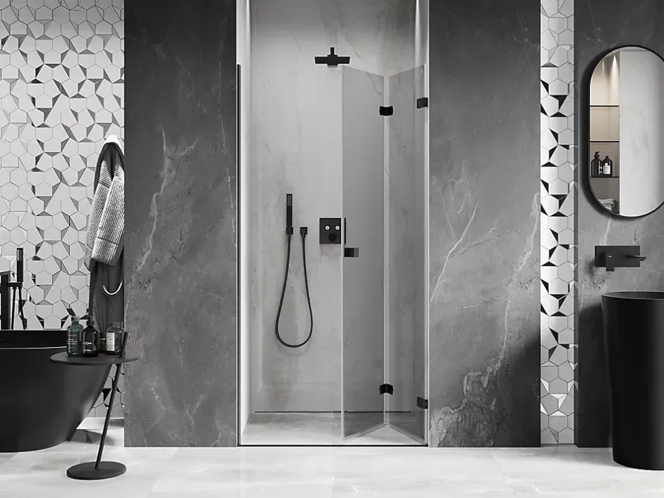 Mexen Lunar-F porte de douche pliante droite 65 cm, transparentes, noires - 836-065-000-70-00-P* Porte De Douche